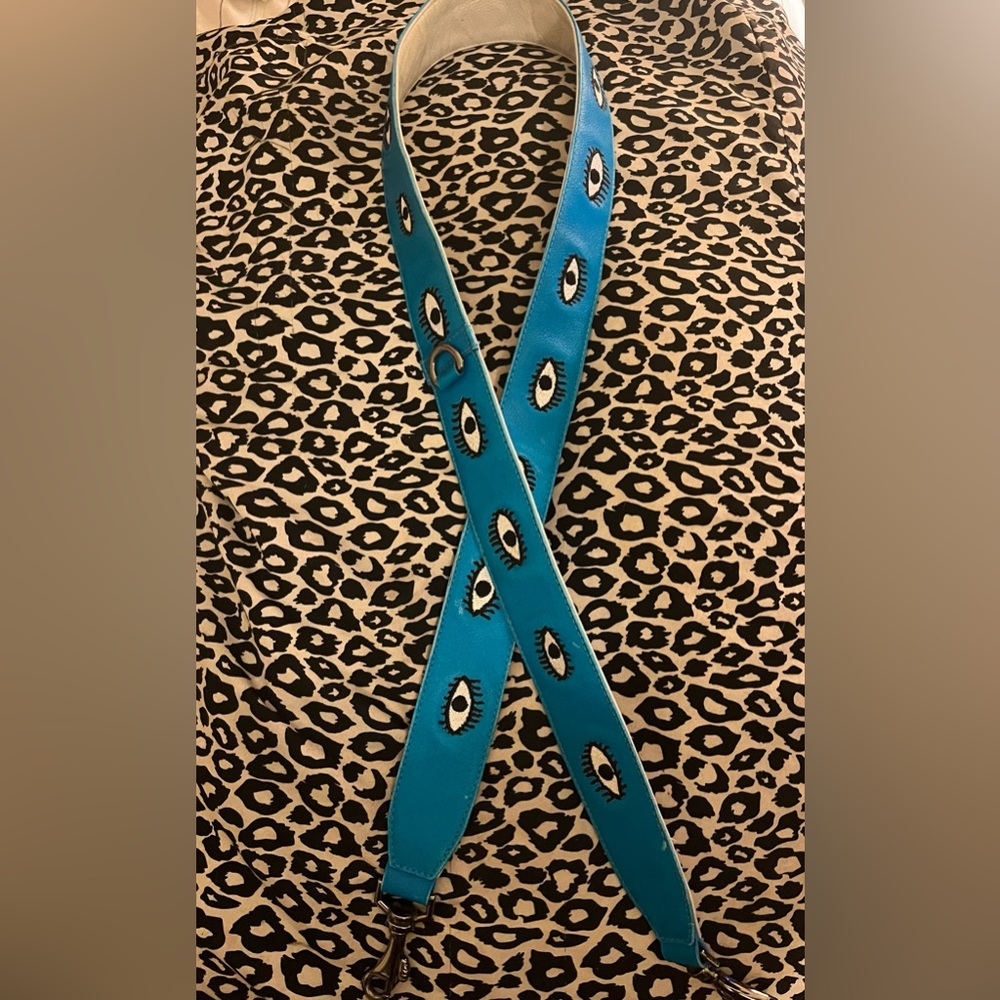 Min & Mon Purse Strap in Hawaii Blue All Over Eyes Pattern